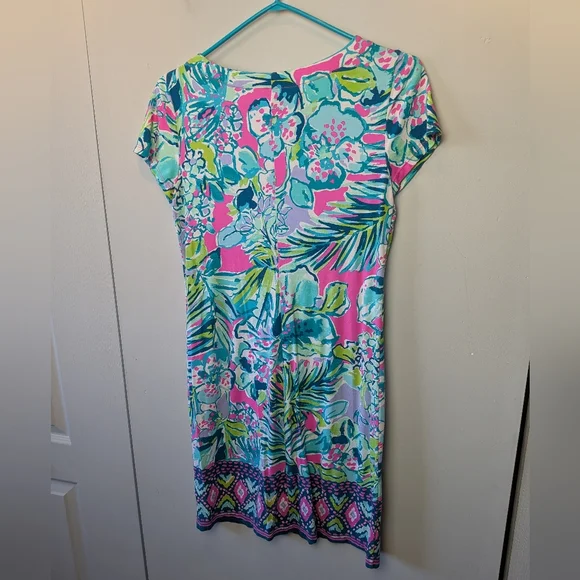 LILLY PULITZER Mini Dress Women Size XS V Neck Short Sleeves Colorful Floral - Picture 5 of 8